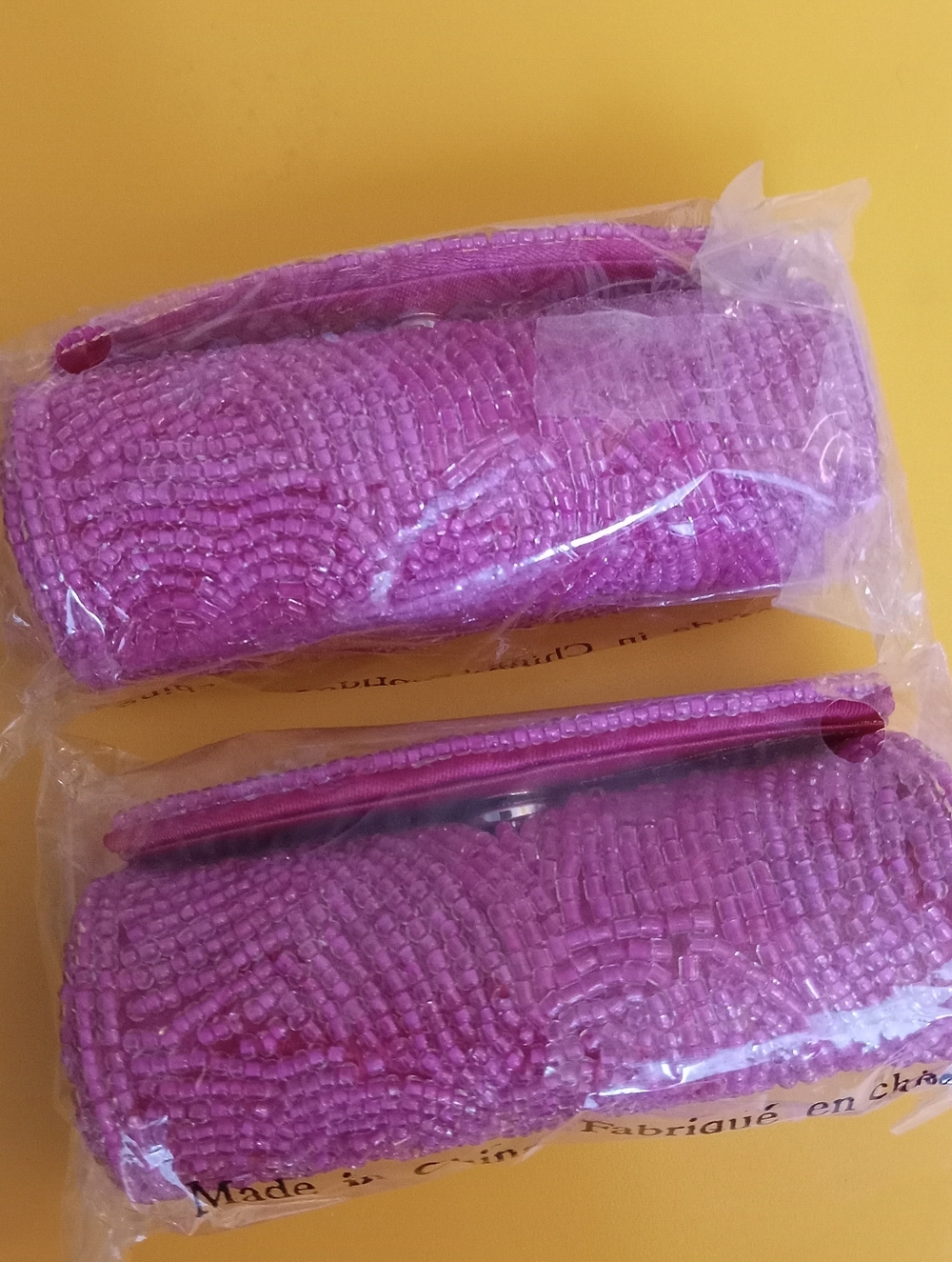 Vintage MARY KATE Beaded Pink cases for Lipstick - Set of 2
